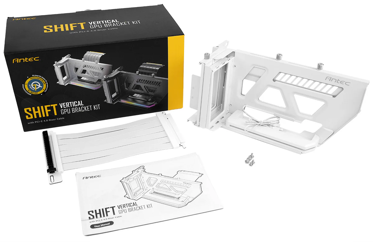 ANTEC SHIFT ARGB Black VERTICAL GPU BRACKET with PCIE4.0 RISER CABLE (AT-ARCVB-BK190-A-PCIE4-RTX40)