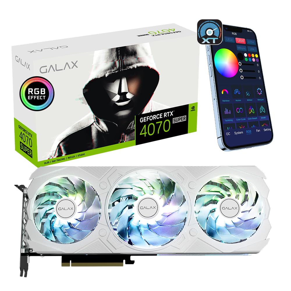 GALAX GeForce RTX™ 4070 Super EX Gamer White 1-Click OC, ARGB Fan, Xtreme Tuner App Control, 12GB,